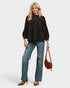Black Dot Textured Puff Sleeve Blouse