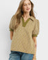 Mustard Puff Sleeve Collared Top