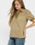 Mustard Puff Sleeve Collared Top