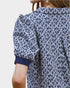 Denim Blue Puff Sleeve Collared Top