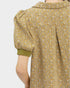 Mustard Puff Sleeve Collared Top