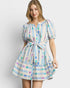 Natural Multi Embroidered Mini Dress
