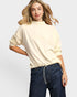 Cream Velvet Mock Neck Pullover