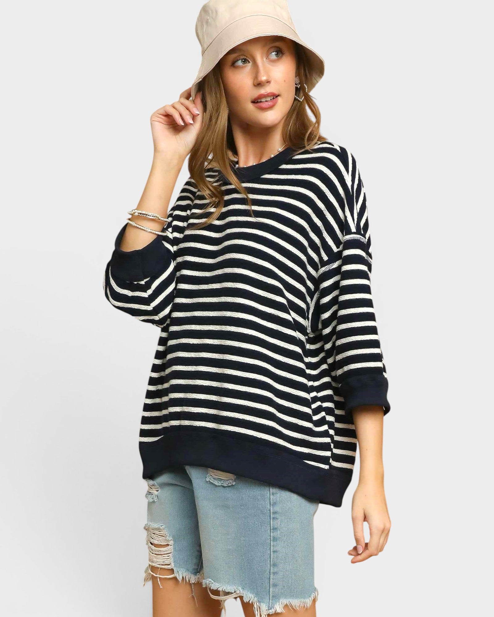 Navy Stripe Cotton Sweater