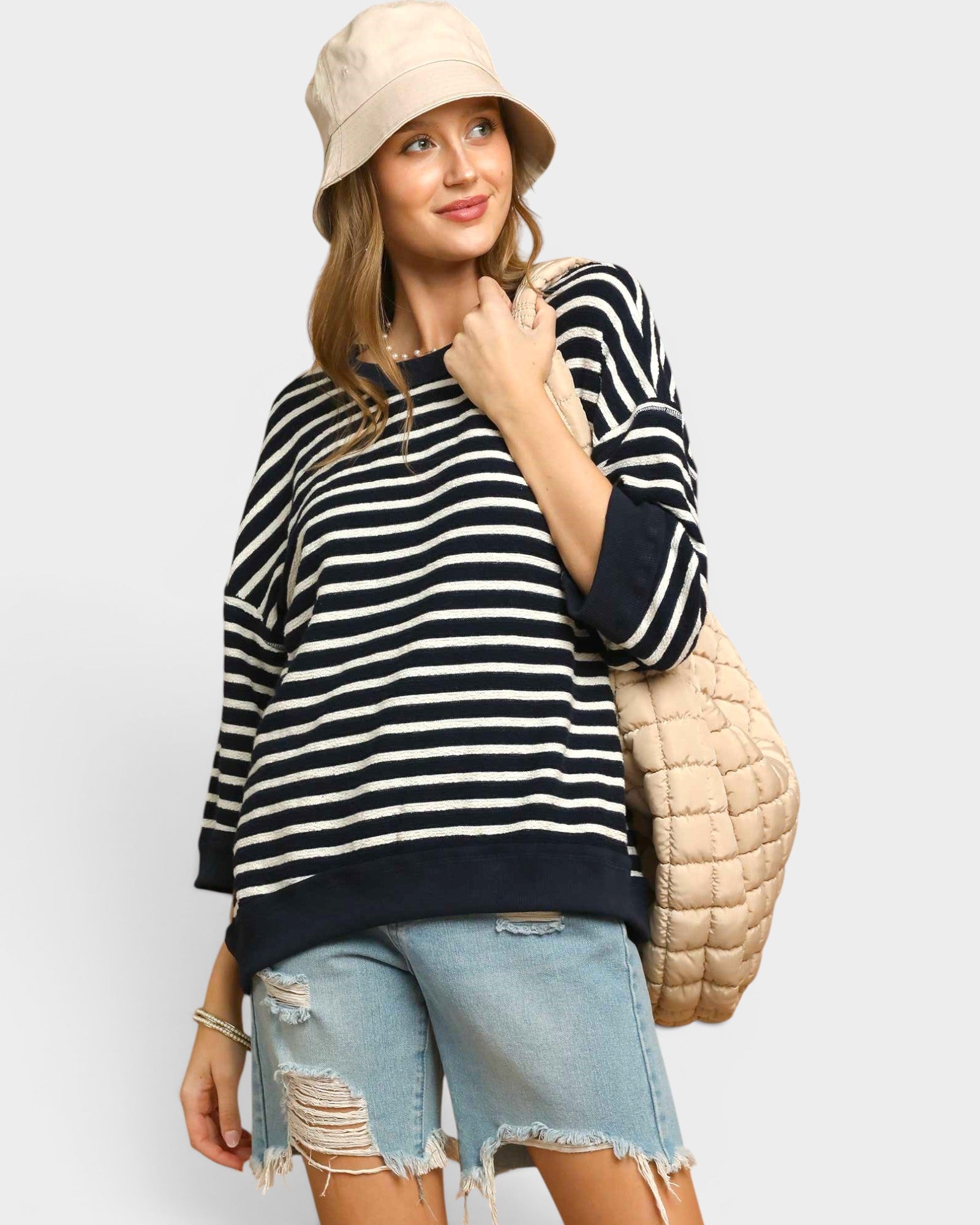 Navy Stripe Cotton Sweater