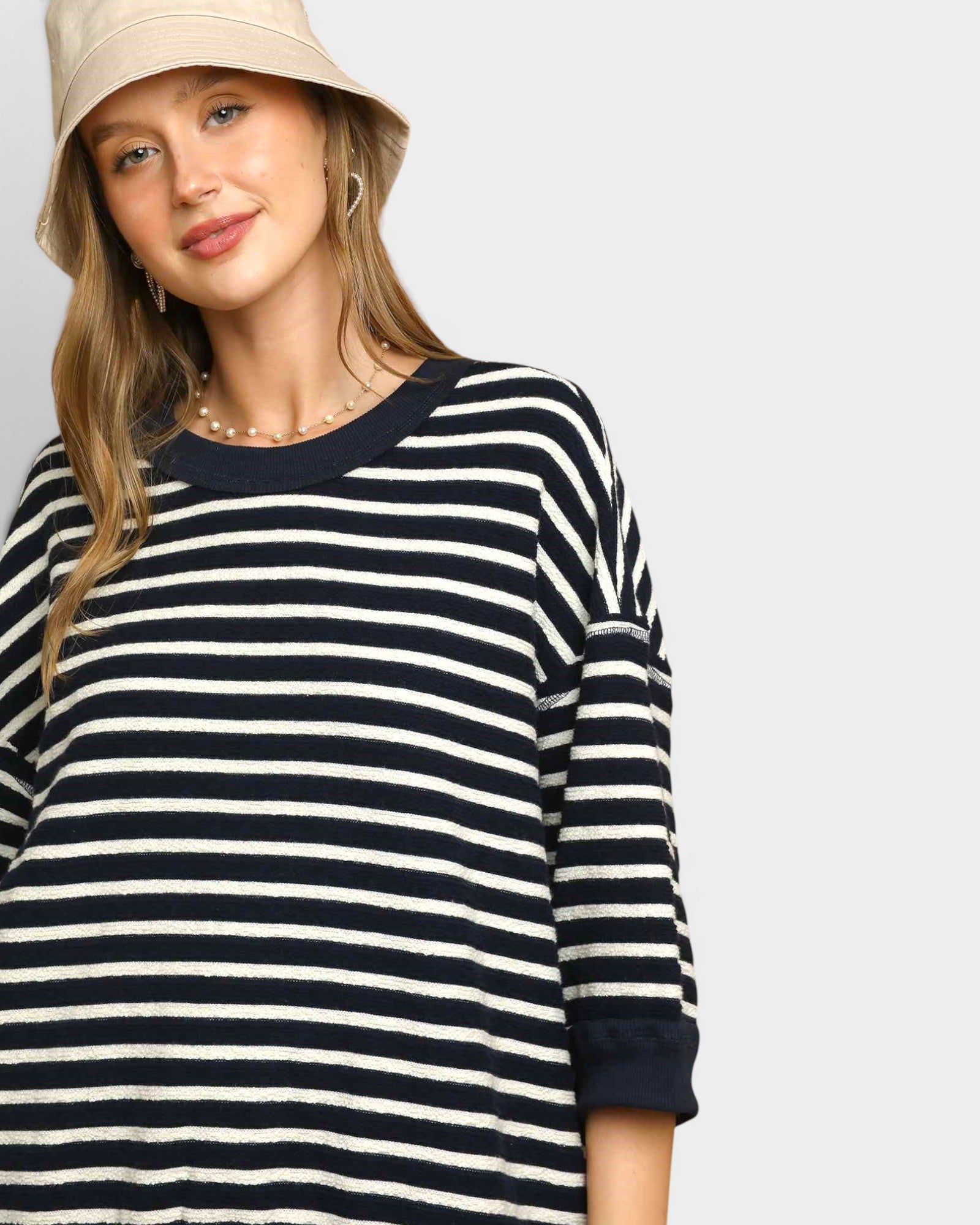 Navy Stripe Cotton Sweater