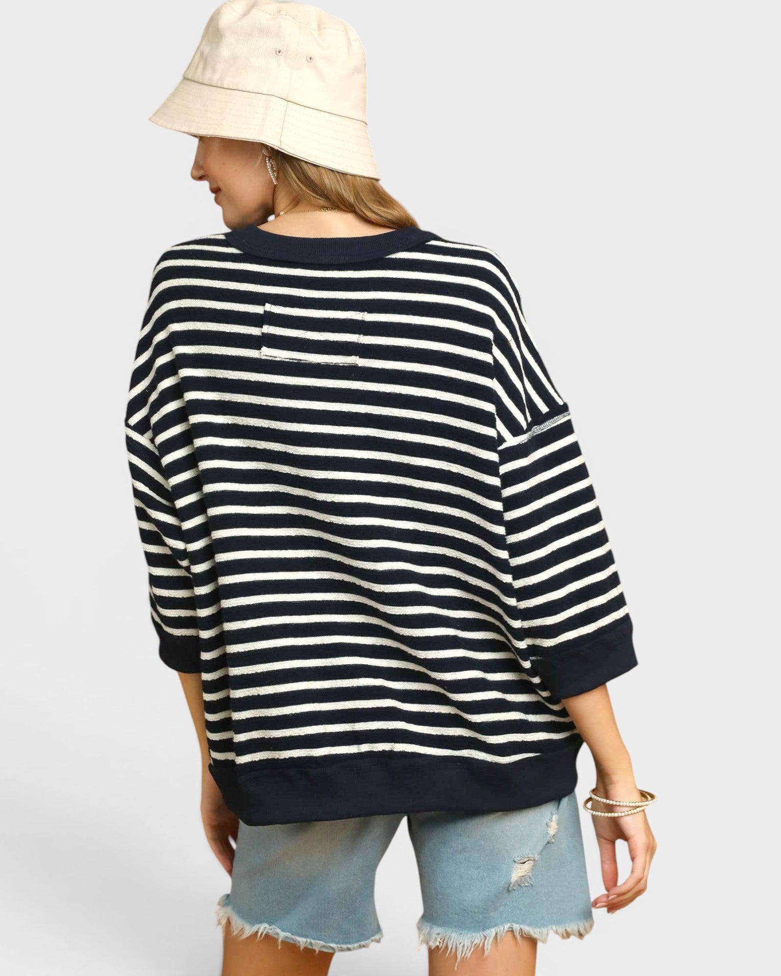 Navy Stripe Cotton Sweater