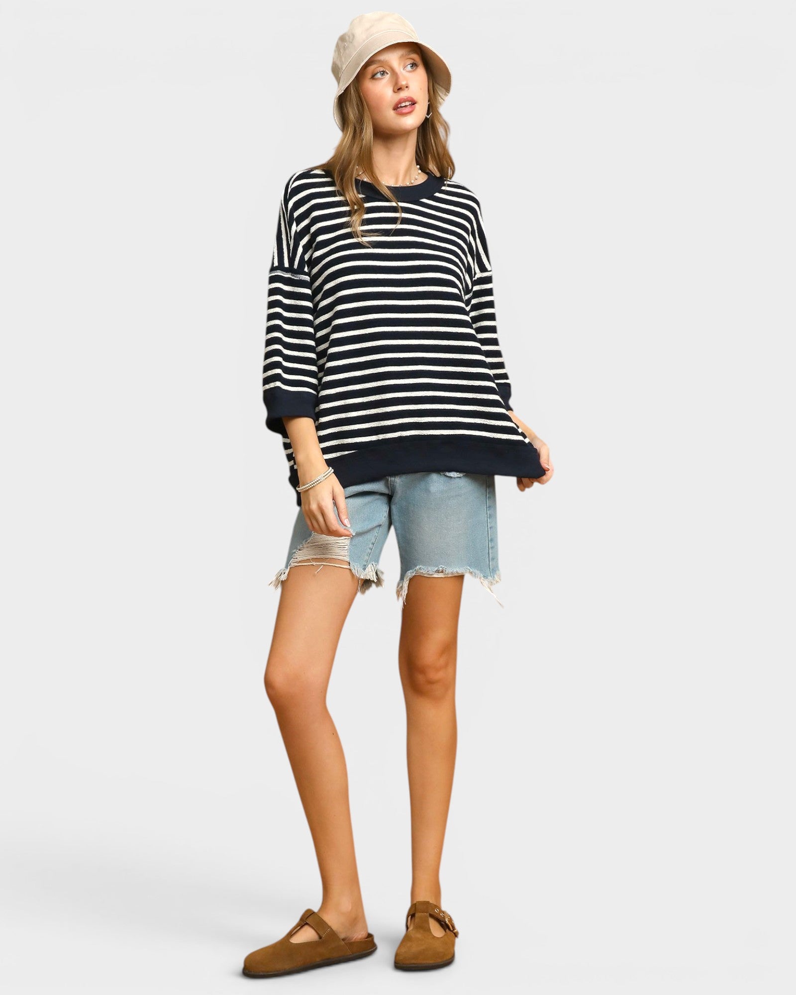 Navy Stripe Cotton Sweater