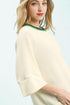 Ivory & Green Trim Knit Top