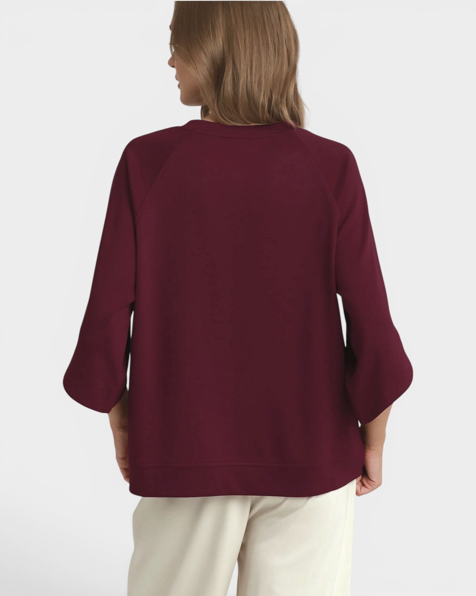 Merlot Soft Knit Elbow Sleeve Top