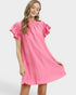 Bubblegum Pink Flutter Sleeve Mini Dress