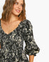 Black Floral Smocked-Back Midi Dress
