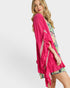 Fuchsia Ruffle Sleeve Kimono Topper