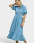 Sky Blue Smocked Waist Midi Dress