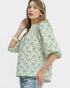 Sage Bow Print Ruffle Blouse