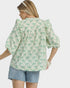 Sage Bow Print Ruffle Blouse