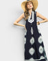Navy Sunburst Print Midi Dress