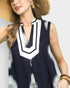 Navy Sunburst Print Midi Dress