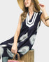 Navy Sunburst Print Midi Dress