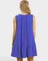 Blue dress worn by a person on a white background