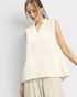Cream Sleeveless Split Neck Blouse