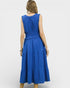 Blue dress with tiered skirt on a white background