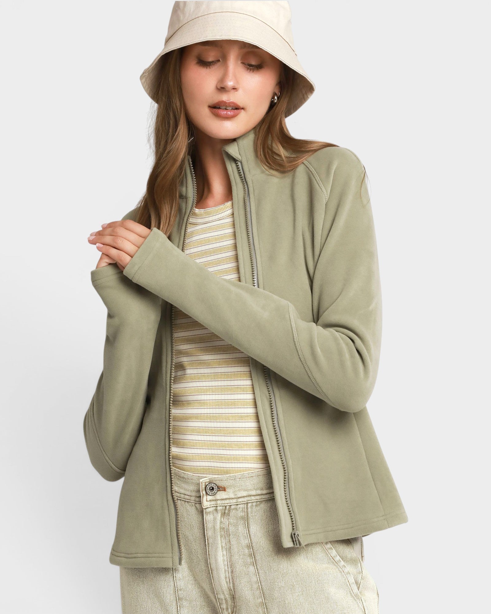 Olive Zip Front Active Jacket