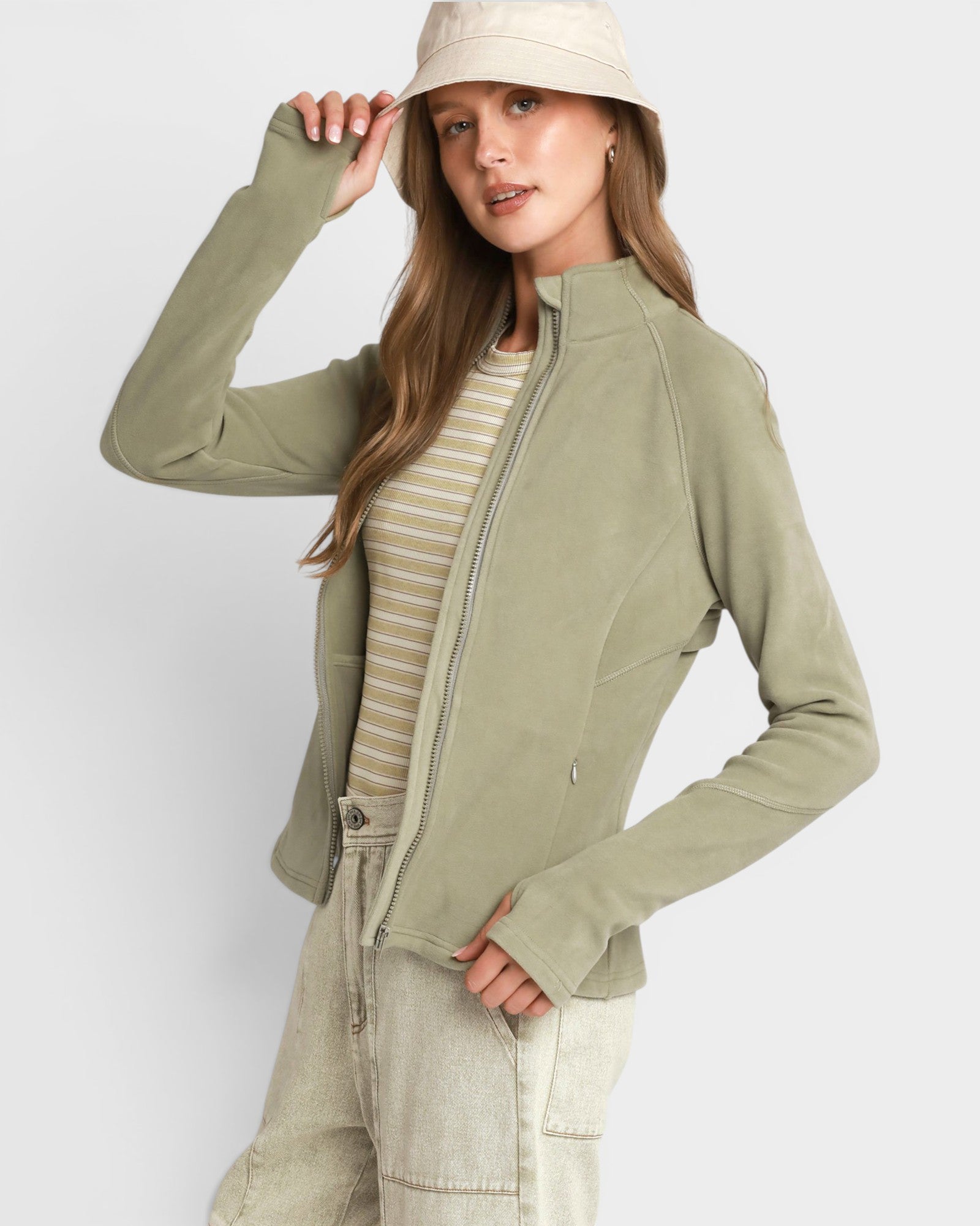Olive Zip Front Active Jacket