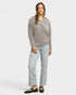 Gray Ribbed Velour Collared Pullover