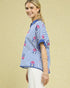 Blue & White Stripe Embroidered Short Sleeve Top