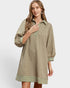 Olive Striped Tie Waist Mini Dress