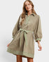 Olive Striped Tie Waist Mini Dress