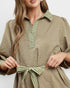 Olive Striped Tie Waist Mini Dress