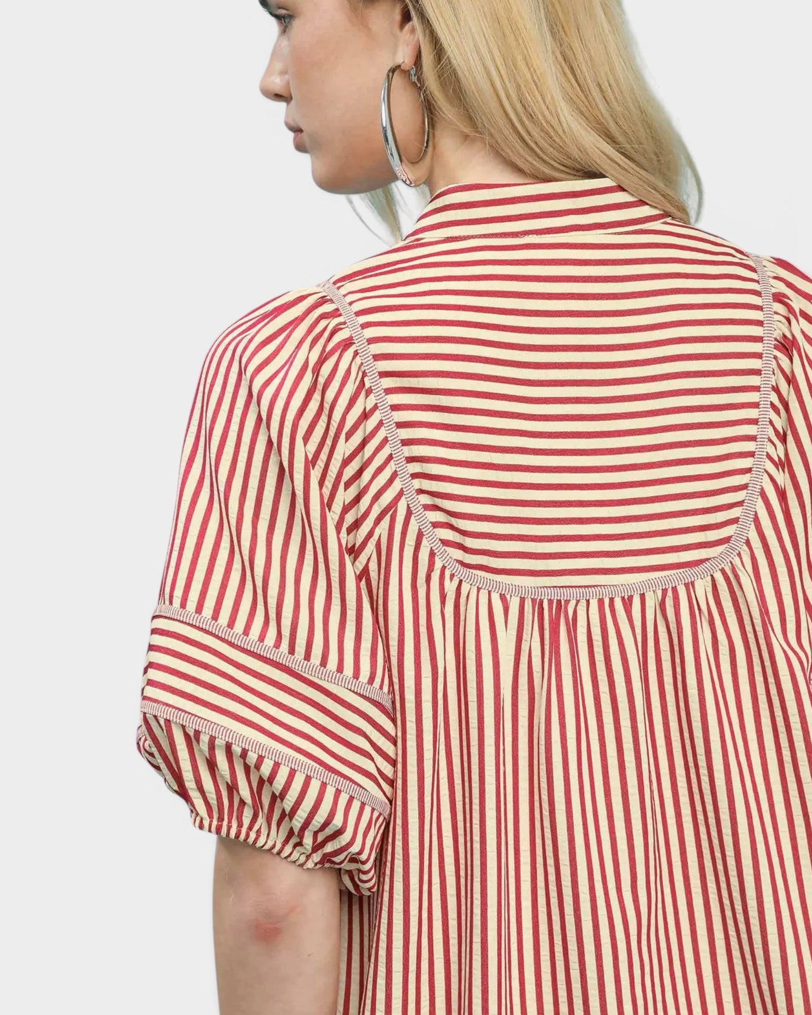 Raspberry Stripe Cotton Mini Dress