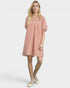 Raspberry Stripe Cotton Mini Dress