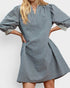 Denim Blue Striped Tie Waist Mini Dress