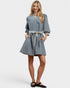 Denim Blue Striped Tie Waist Mini Dress