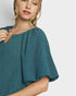 Teal Textured Puff Sleeve Top