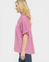 Dusty Pink Embroidered Yoke Textured Blouse