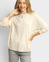 Ivory Textured Leaf Long Sleeve Top