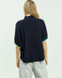 Navy & Green Contrast Trim Knit Top