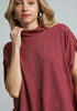 Wine Textured Mock Neck Top