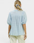 Light Blue Textured Puff Sleeve Blouse