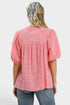 Coral Pink Textured Puff Sleeve Blouse