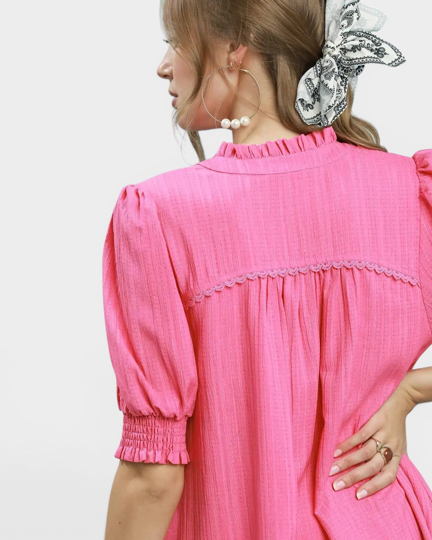 Hot Pink Tiered Midi Dress