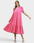 Hot Pink Tiered Midi Dress