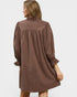Chocolate Ruffle Neck Shift Dress