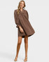 Chocolate Ruffle Neck Shift Dress