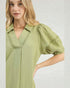 Olive Embroidered V-Neck Blouse