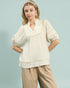 Cream Embroidered Trim Blouse